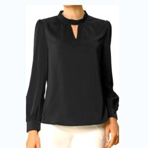1. STATE Black Flowy Sleeves Keyhole Neck Blouse NWT
